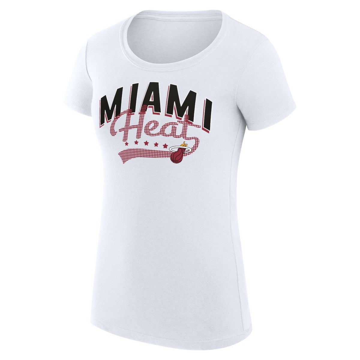 NBA - Miami Heat G-III 4Her by Carl Banks Women's Super-Slim Fit Lightweight Filigree Logo T-Shirt - White