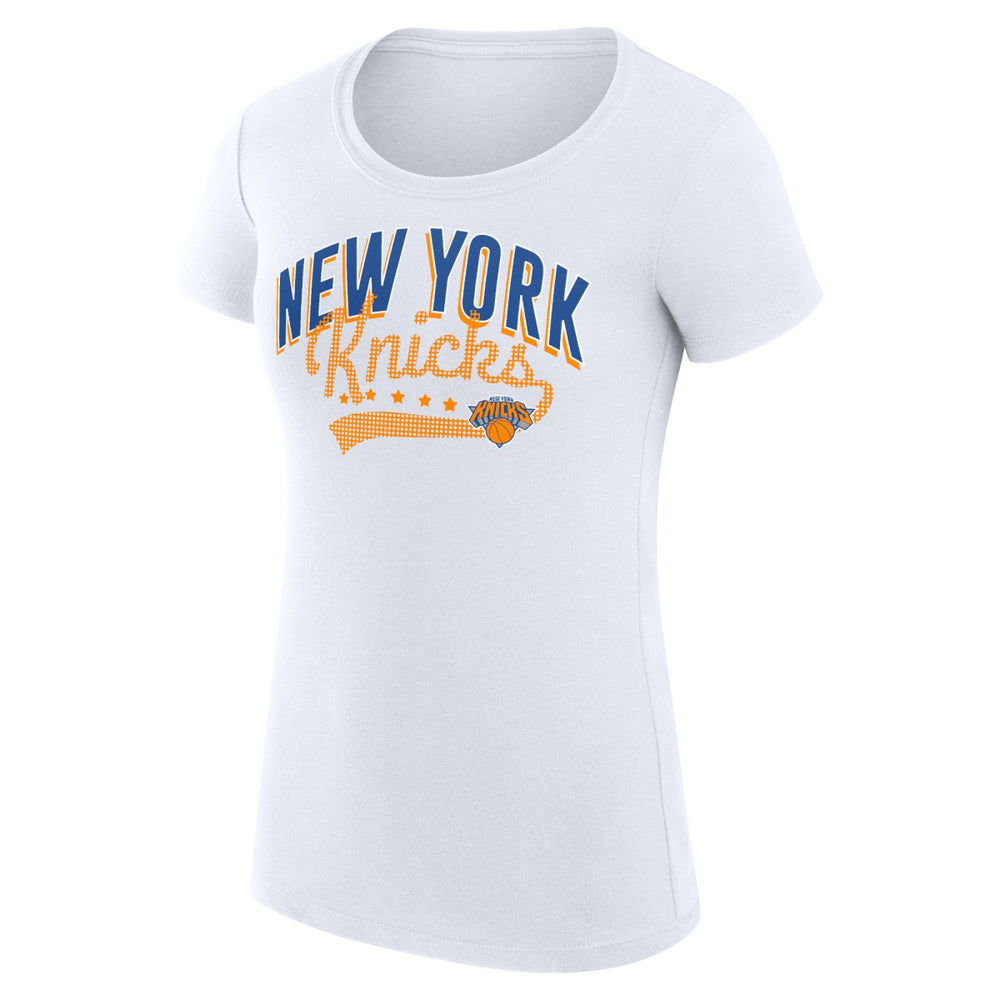 NBA - New York Knicks G-III 4Her by Carl Banks Women's Super-Slim Fit Lightweight Filigree Logo T-Shirt - White