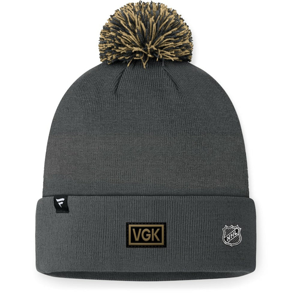 Vegas Golden Knights Fanatics 2024 NHL Draft Cuffed Knit Hat with Pom Charcoal
