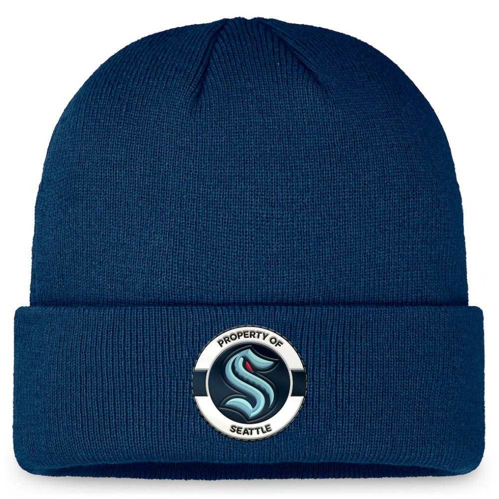 Seattle Kraken Fanatics Authentic Pro Training Camp Cuffed Knit Hat Deep Sea Blue