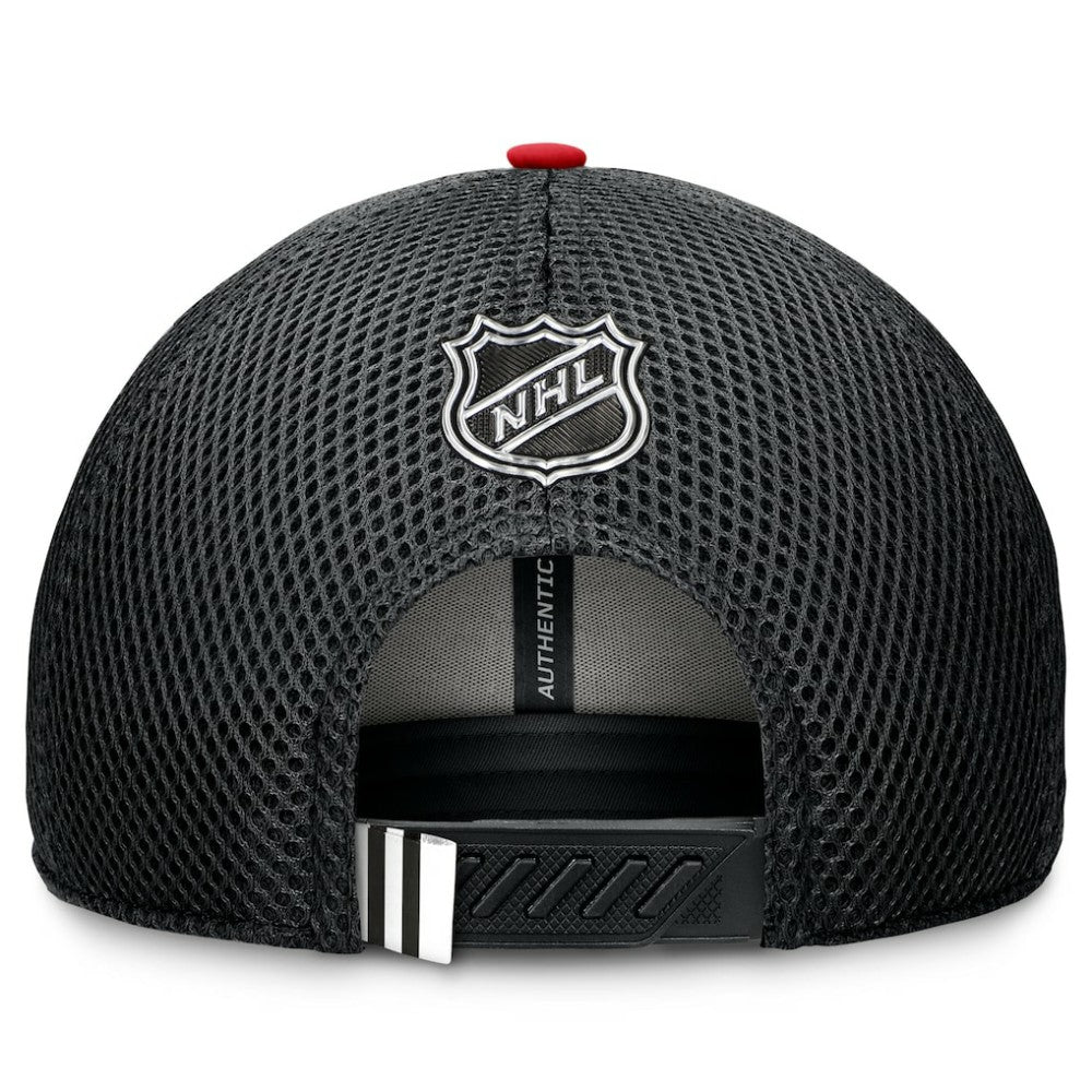 Chicago Blackhawks Fanatics 2024 NHL Draft On Stage Trucker Adjustable Hat Black