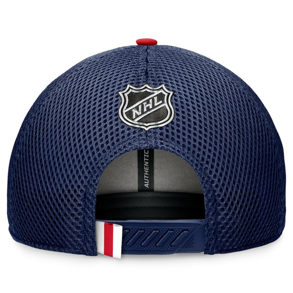 New York Rangers Fanatics 2024 NHL Draft On Stage Trucker Adjustable Hat Navy