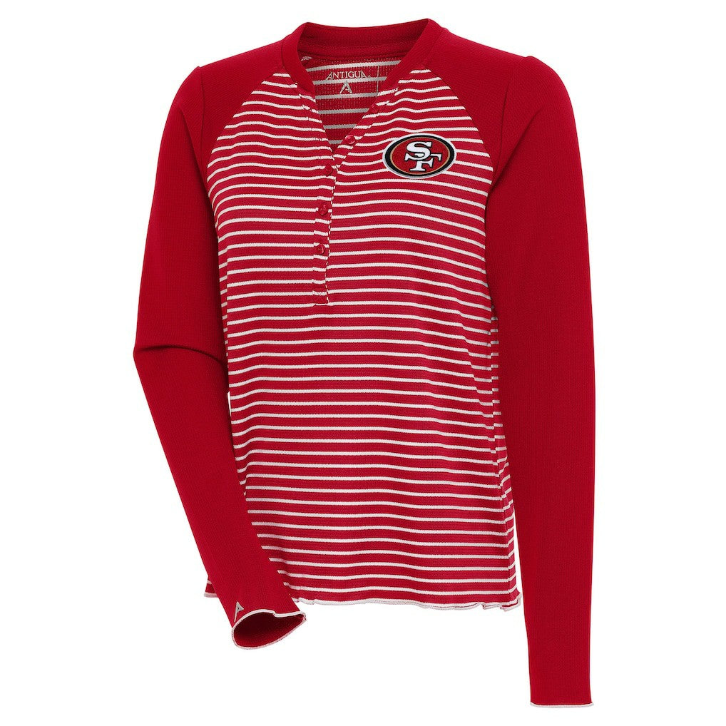 San Francisco 49ers Antigua Women's Maverick Long Sleeve Henley T-Shirt Scarlet - NFL