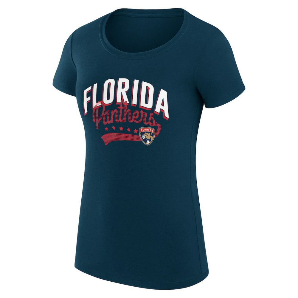 Florida Panthers - G-III 4Her by Carl Banks Women's Super-Slim Fit Lightweight Filigree Logo T-Shirt – Navy