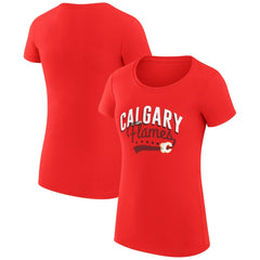 Calgary Flames - G-III 4Her by Carl Banks Women's Super-Slim Fit Lightweight Filigree Logo T-Shirt – Red