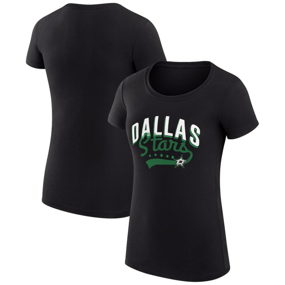 Dallas Stars - G-III 4Her by Carl Banks Women's Super-Slim Fit Lightweight Filigree Logo T-Shirt – Black