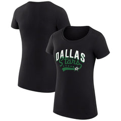 Dallas Stars - G-III 4Her by Carl Banks Women's Super-Slim Fit Lightweight Filigree Logo T-Shirt – Black