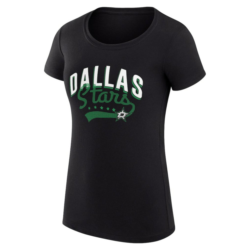 Dallas Stars - G-III 4Her by Carl Banks Women's Super-Slim Fit Lightweight Filigree Logo T-Shirt – Black