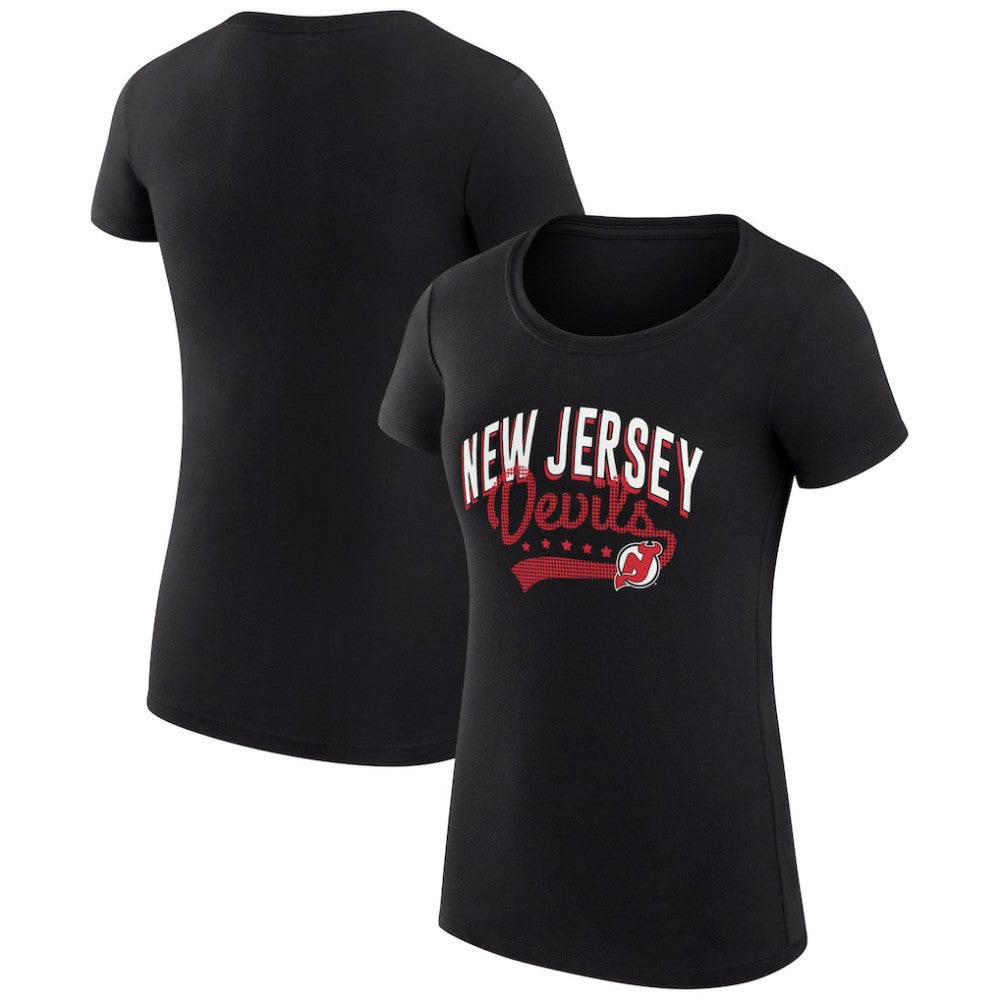New Jersey Devils - G-III 4Her by Carl Banks Women's Super-Slim Fit Lightweight Filigree Logo T-Shirt – Black