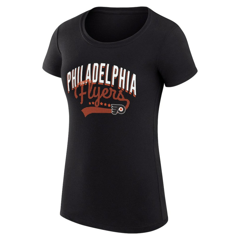 Philadelphia Flyers - G-III 4Her by Carl Banks Women's Super-Slim Fit Lightweight Filigree Logo T-Shirt – Black
