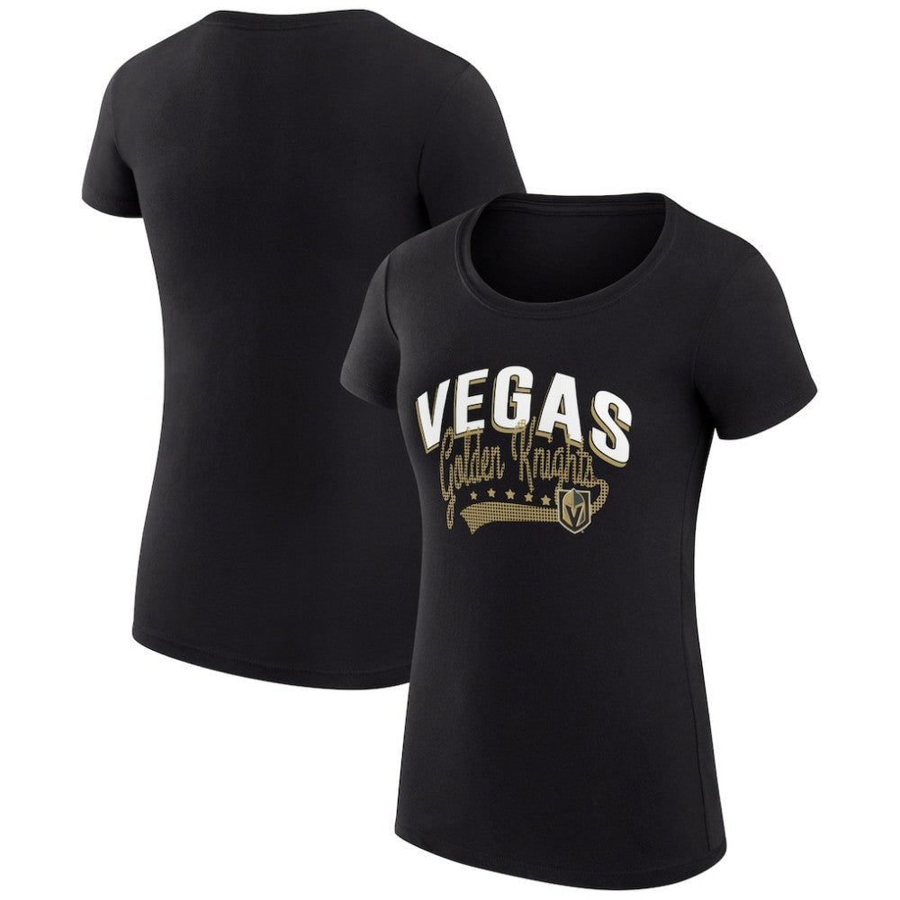 Vegas Golden Knights G-III 4Her by Carl Banks Women's Super-Slim Fit Lightweight Filigree Logo T-Shirt – Black