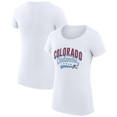 Colorado Avalanche - G-III 4Her by Carl Banks Women's Super-Slim Fit Lightweight Filigree Logo T-Shirt – White