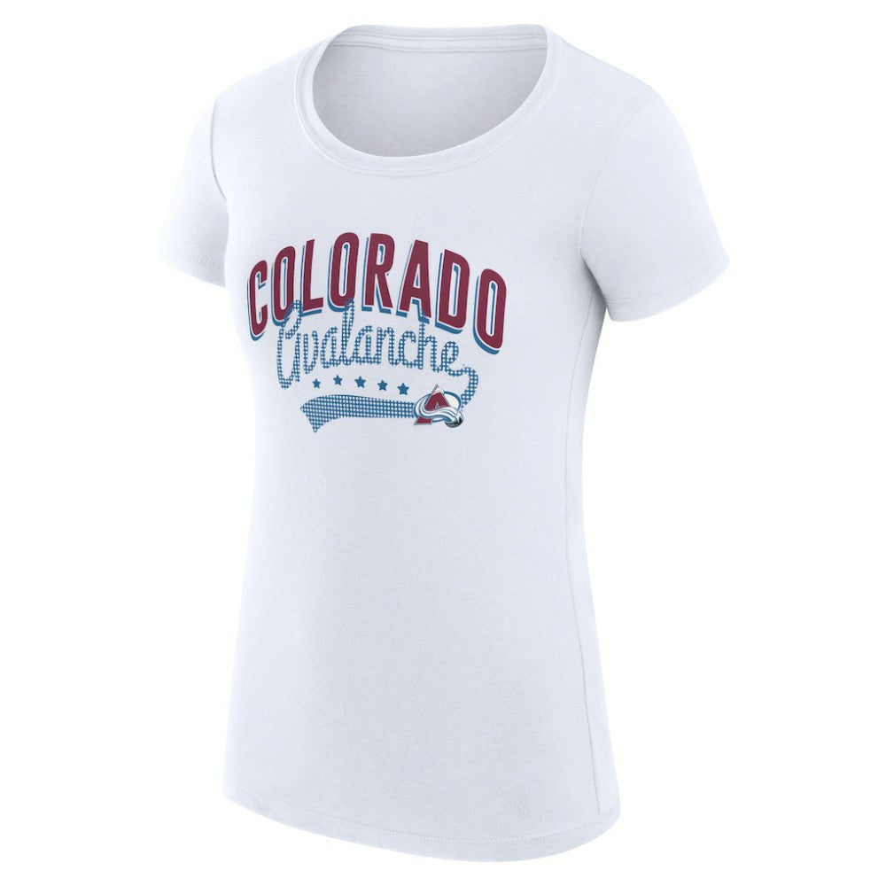 Colorado Avalanche - G-III 4Her by Carl Banks Women's Super-Slim Fit Lightweight Filigree Logo T-Shirt – White
