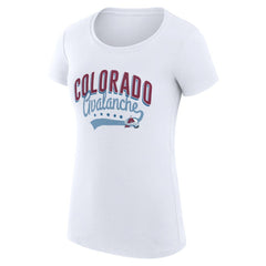 Colorado Avalanche - G-III 4Her by Carl Banks Women's Super-Slim Fit Lightweight Filigree Logo T-Shirt – White