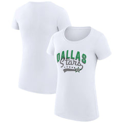 Dallas Stars - G-III 4Her by Carl Banks Women's Super-Slim Fit Lightweight Filigree Logo T-Shirt – White
