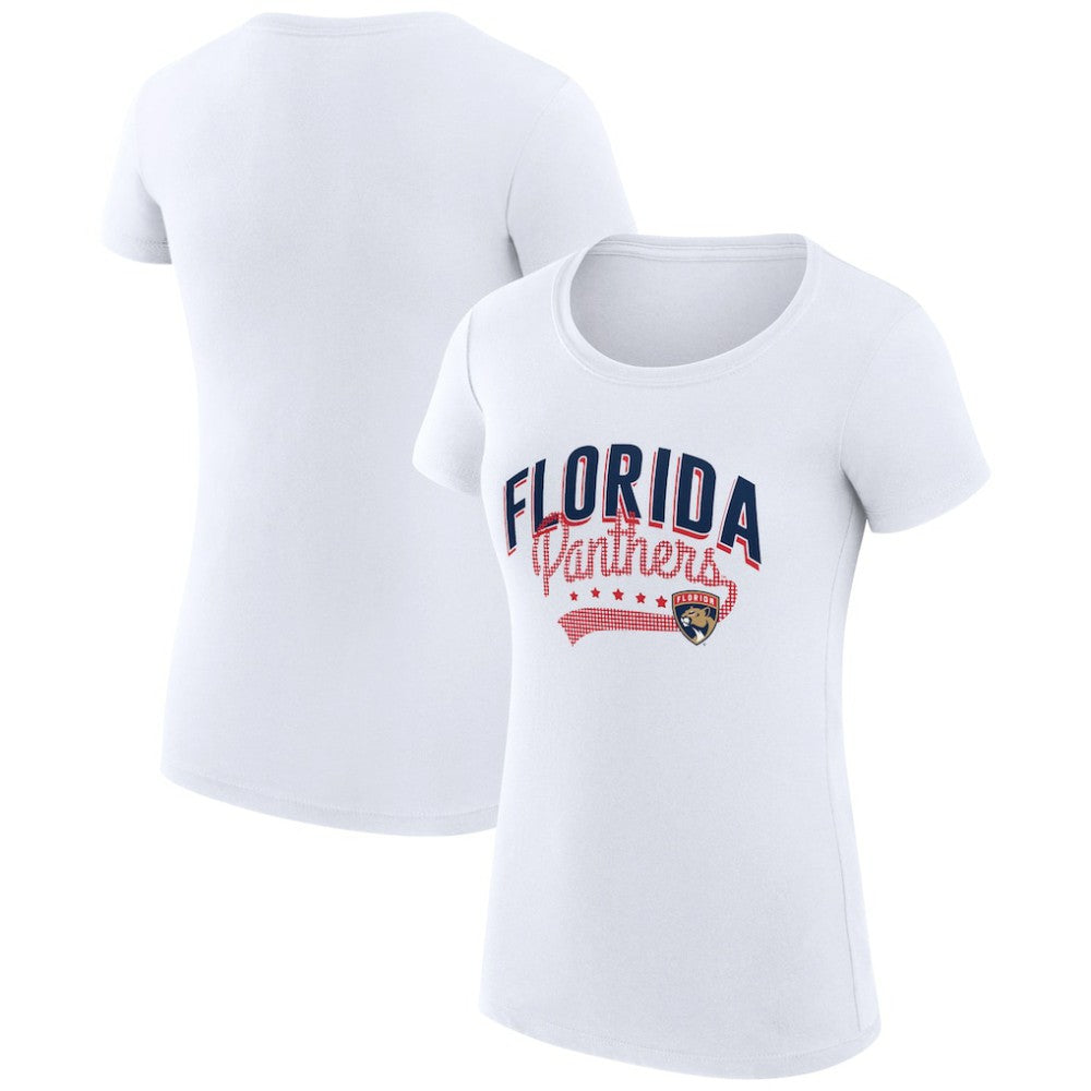 Florida Panthers - G-III 4Her by Carl Banks Women's Super-Slim Fit Lightweight Filigree Logo T-Shirt – White