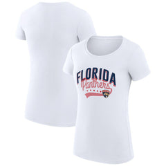 Florida Panthers - G-III 4Her by Carl Banks Women's Super-Slim Fit Lightweight Filigree Logo T-Shirt – White