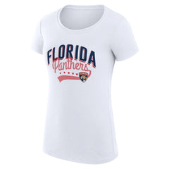 Florida Panthers - G-III 4Her by Carl Banks Women's Super-Slim Fit Lightweight Filigree Logo T-Shirt – White