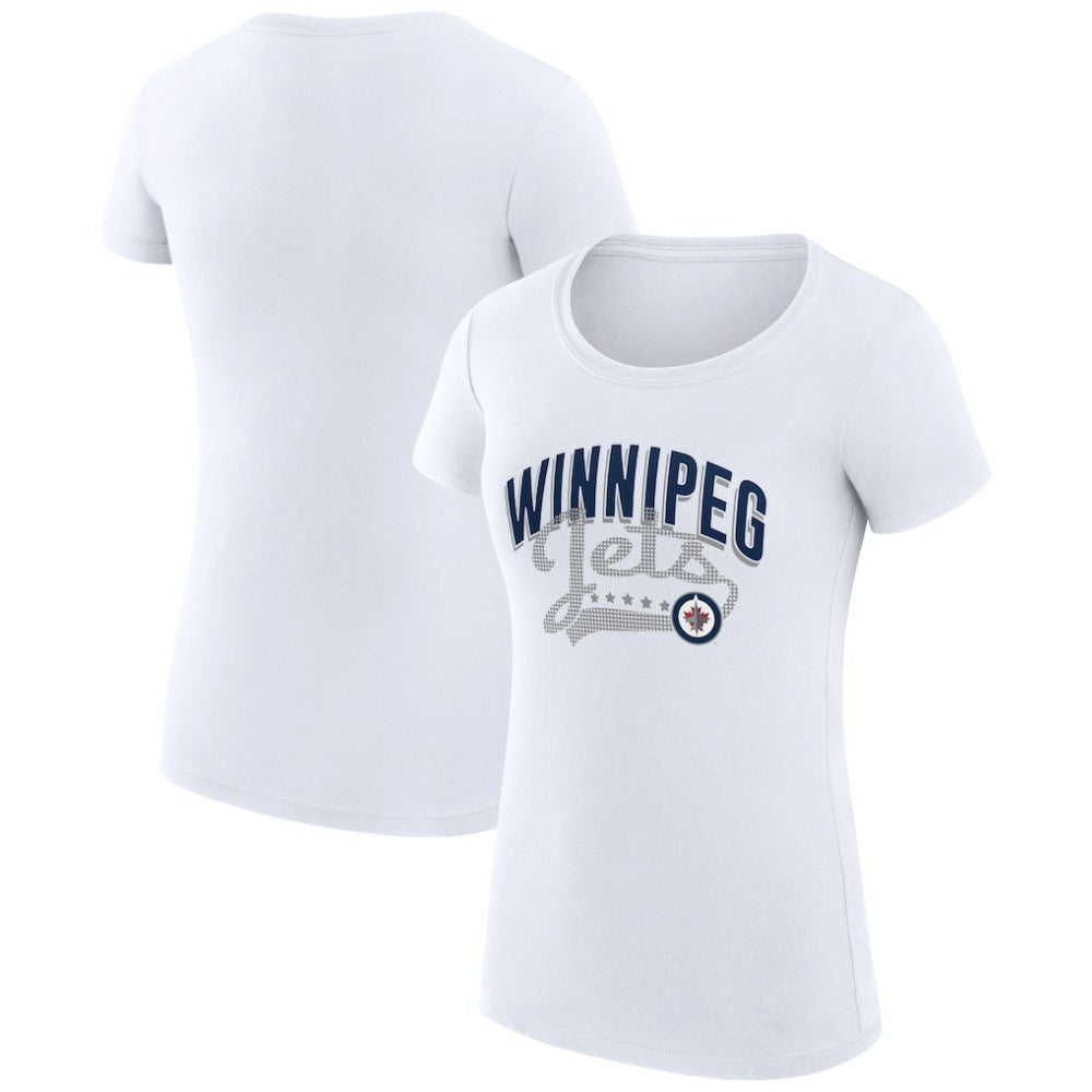 Winnipeg Jets - G-III 4Her by Carl Banks Women's Super-Slim Fit Lightweight Filigree Logo T-Shirt – White