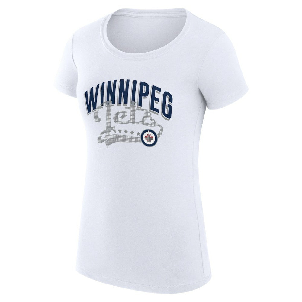 Winnipeg Jets - G-III 4Her by Carl Banks Women's Super-Slim Fit Lightweight Filigree Logo T-Shirt – White