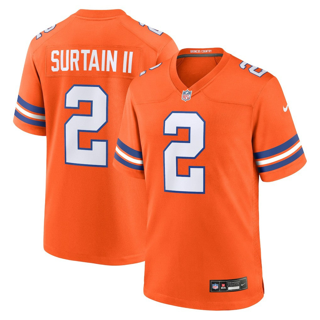 Patrick Surtain II Denver Broncos Mile High Collection 1977 Throwback Player Game Jersey Orange - Nike