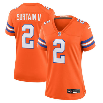 Patrick Surtain II Denver Broncos Women's Mile High Collection 1977 Throwback Player Game Jersey - Orange | NFL Jerseys