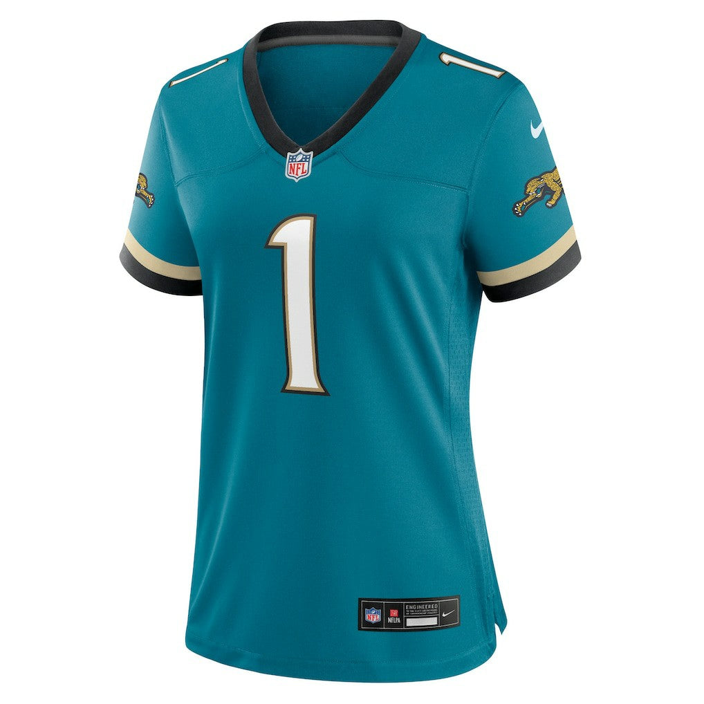Travis Etienne Jr Jacksonville Jaguars Women's Prowler Throwback Game Jersey Teal - Nike