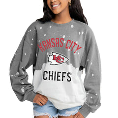Kansas City Chiefs Gameday Couture Women's Oversized Coin Toss Faded French Terry Tri-Blend Pullover Sweatshirt Gray - NFL