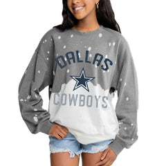 Dallas Cowboys Gameday Couture Women's Oversized Coin Toss Faded French Terry Tri-Blend Pullover Sweatshirt Gray - NFL