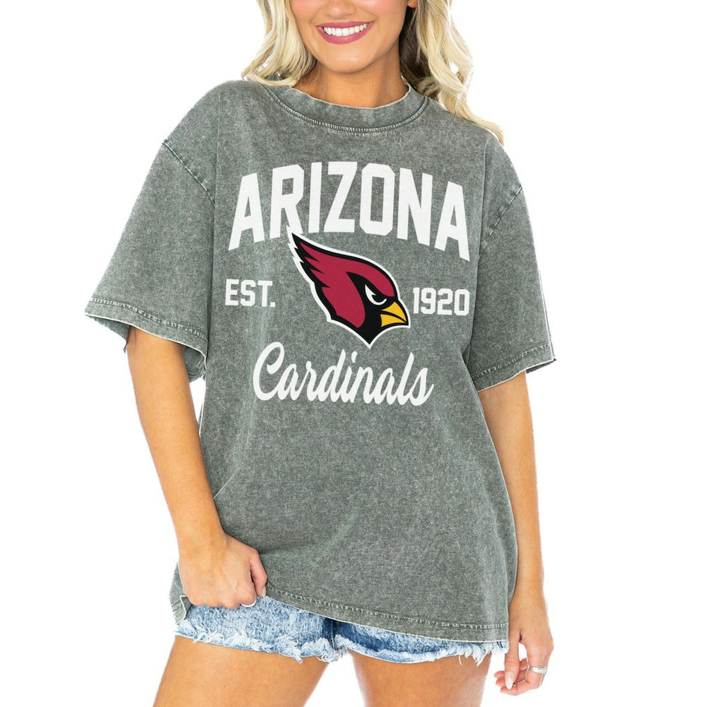 Arizona Cardinals Gameday Couture Women's Tackle Titan Boyfriend Washed T-Shirt Gray - NFL