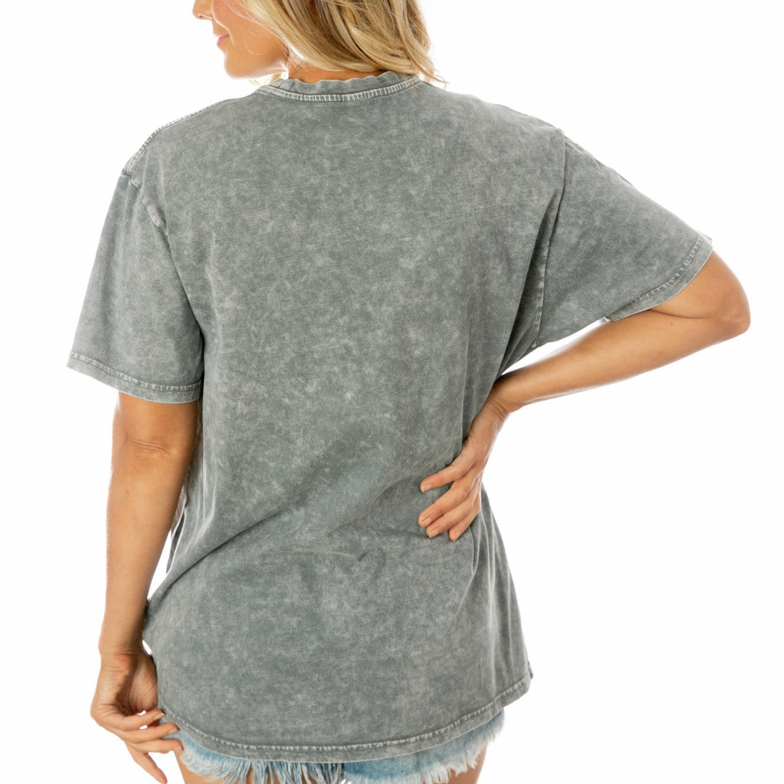 Denver Broncos Gameday Couture Women's Tackle Titan Boyfriend Washed T-Shirt Gray - NFL
