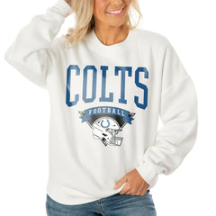 Indianapolis Colts Gameday Couture Women's Oversized Yard Line Tri-Blend Pullover Sweatshirt White - NFL