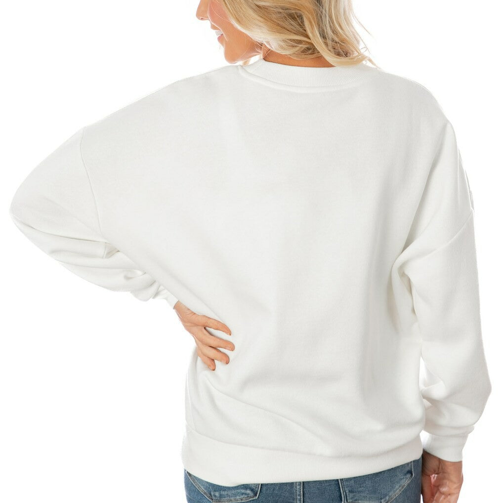 Jacksonville Jaguars Gameday Couture Women's Oversized Yard Line Tri-Blend Pullover Sweatshirt White - NFL