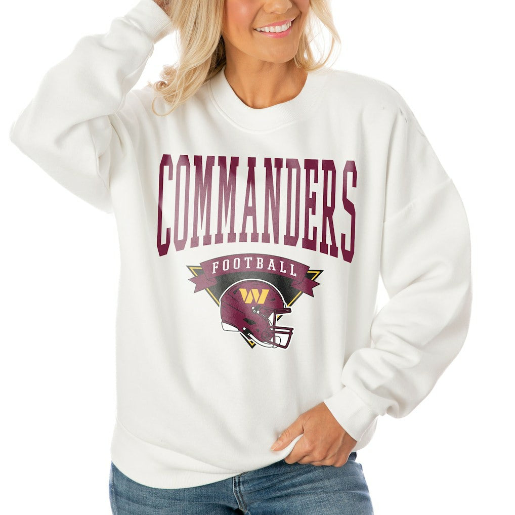 Washington Commanders Gameday Couture Women's Oversized Yard Line Tri-Blend Pullover Sweatshirt White - NFL