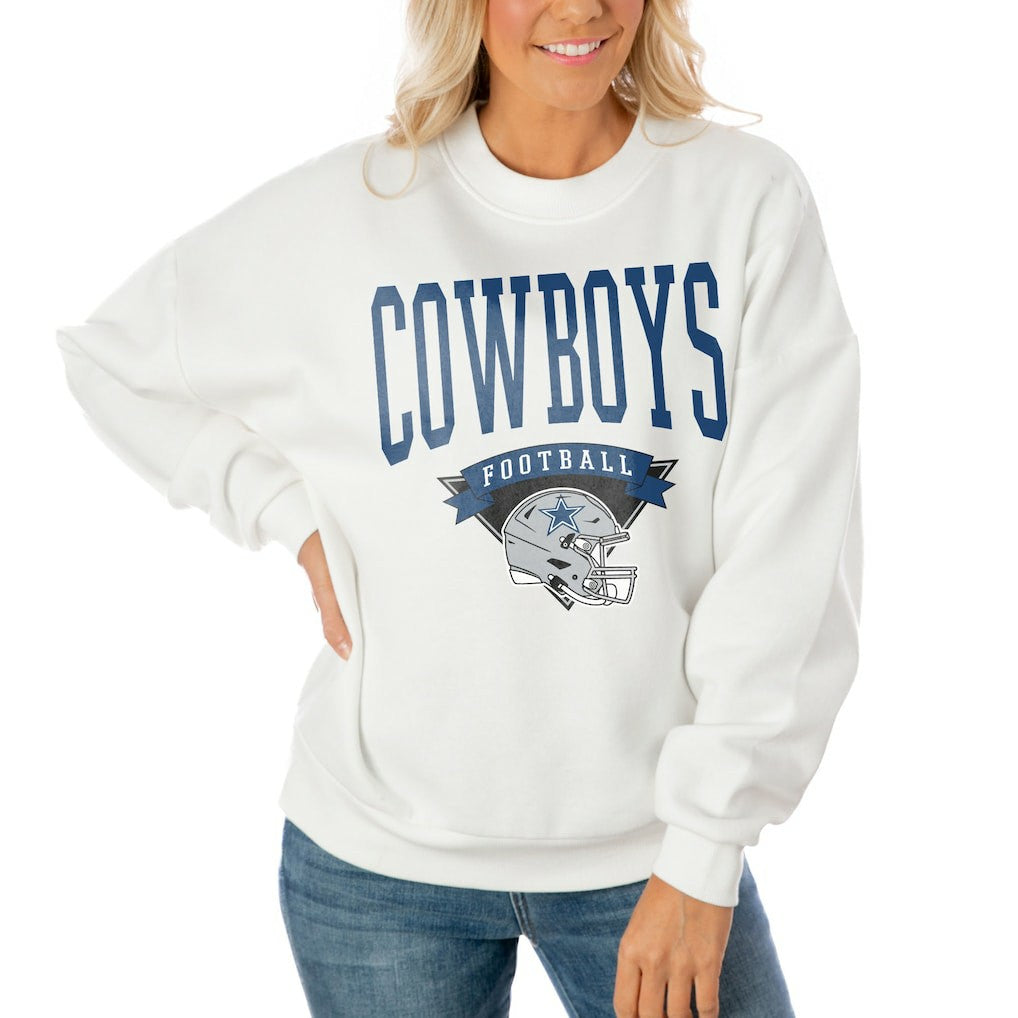 Dallas Cowboys Gameday Couture Women's Oversized Yard Line Tri-Blend Pullover Sweatshirt White - NFL