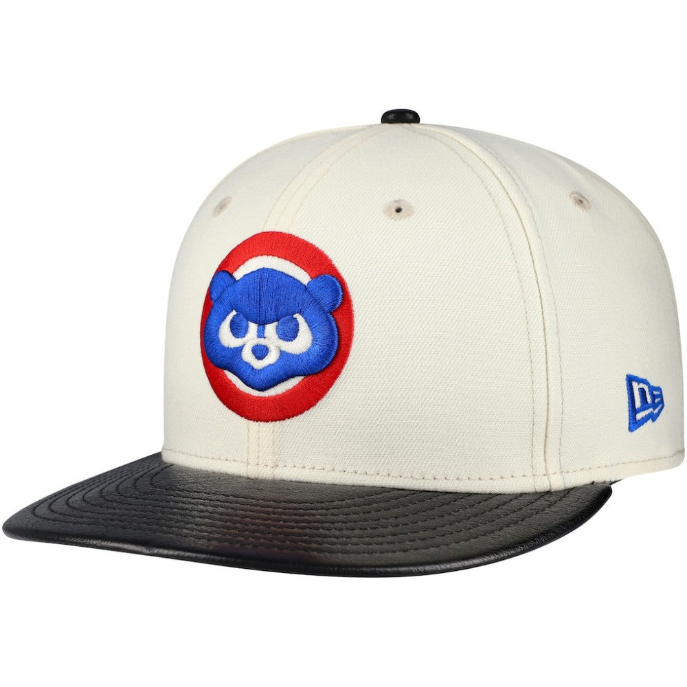 Chicago Cubs New Era Game Night Leather Visor 59FIFTY Fitted Hat Clearance
