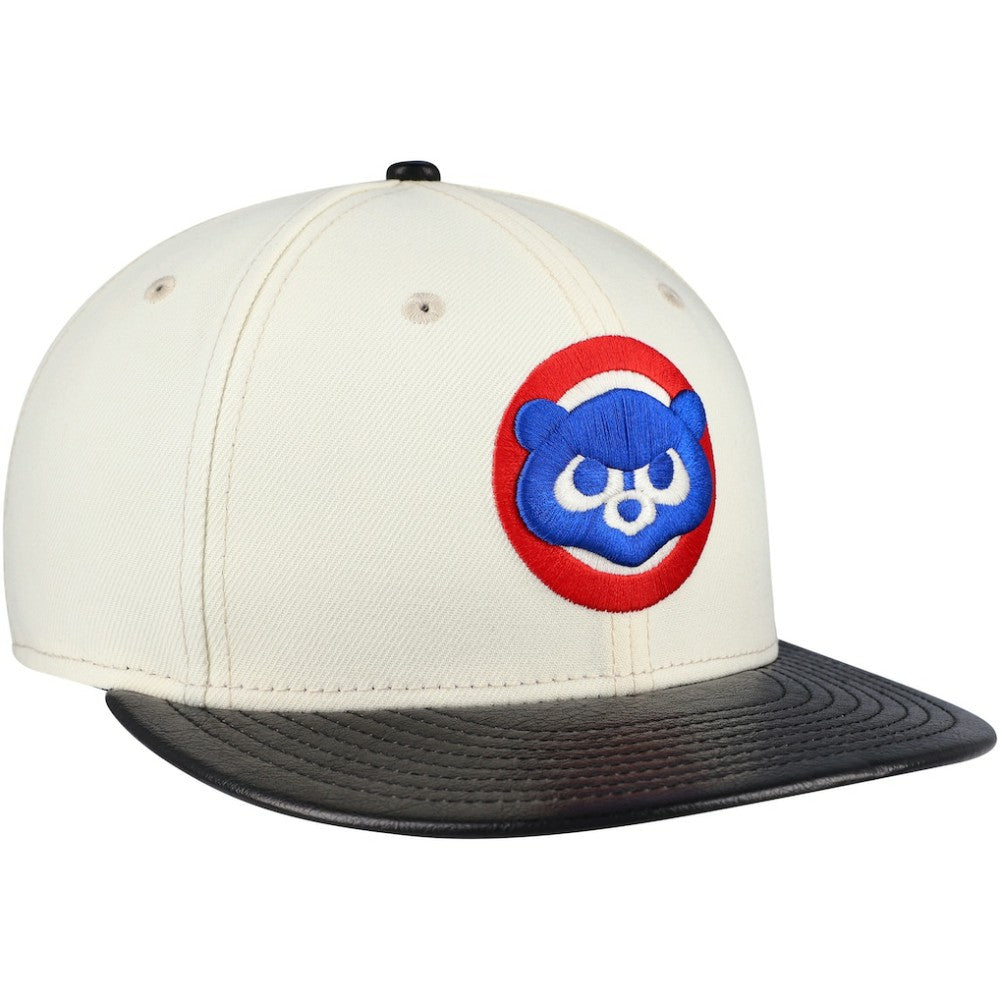 Chicago Cubs New Era Game Night Leather Visor 59FIFTY Fitted Hat Clearance