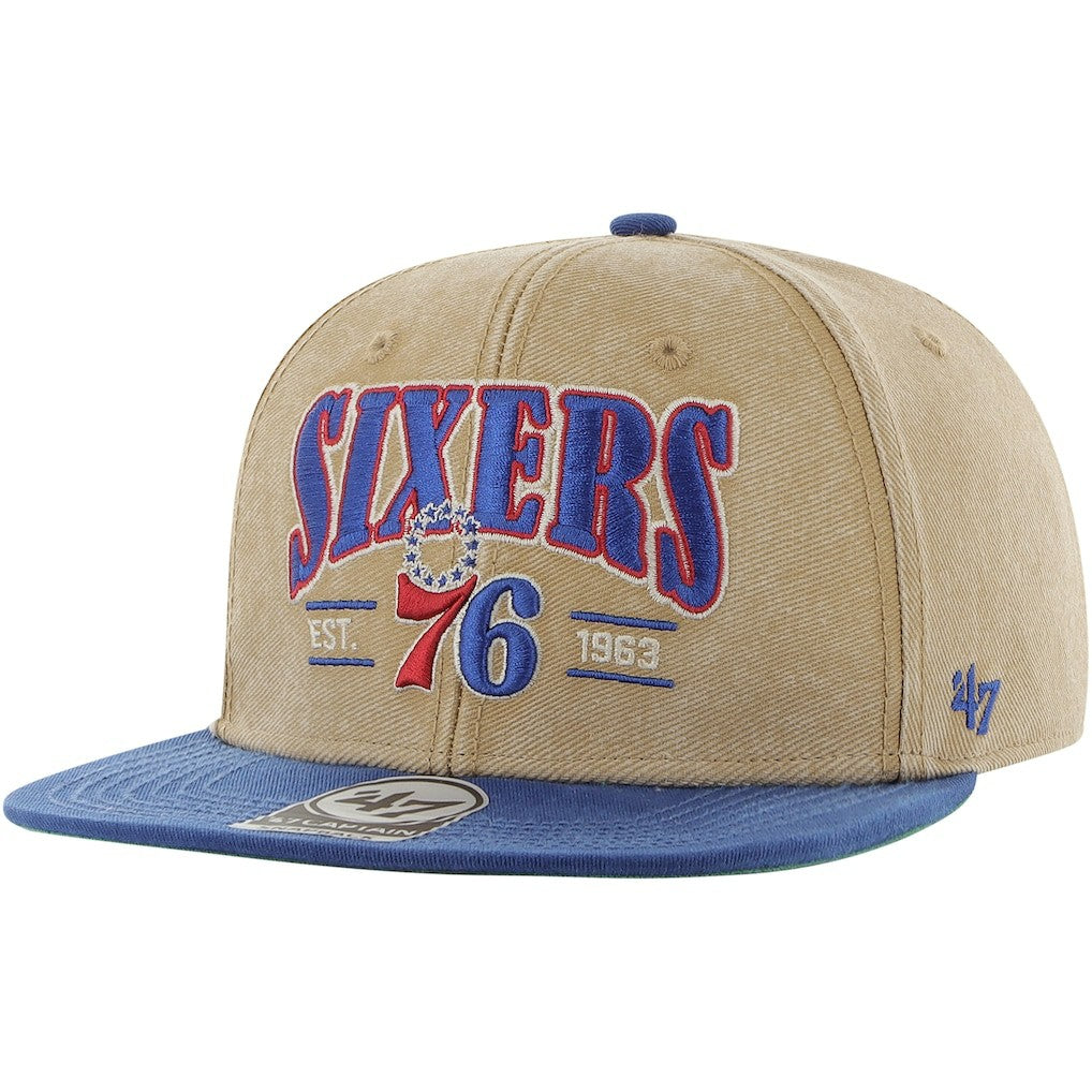47 brand - Philadelphia 76ers '47 Chilmark Captain Snapback - Khaki/Royal