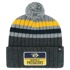 Nashville Predators - '47 Stack Patch Cuffed Knit Hat with Pom Gray