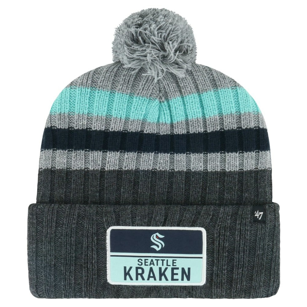 Seattle Kraken '47 Stack Patch Cuffed Knit Hat with Pom Gray