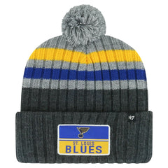 St. Louis Blues - '47 Stack Patch Cuffed Knit Hat with Pom Gray