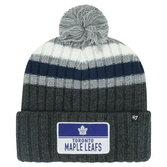 Toronto Maple Leafs - '47 Stack Patch Cuffed Knit Hat with Pom Gray