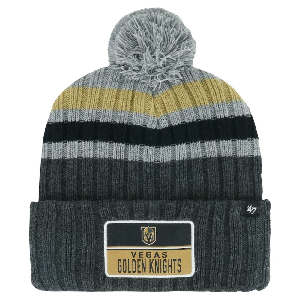 Vegas Golden Knights '47 Stack Patch Cuffed Knit Hat with Pom Gray