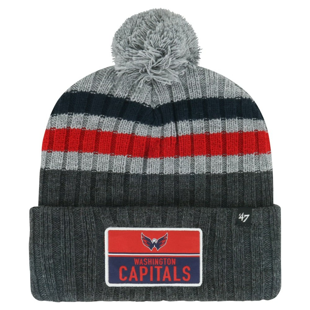 Washington Capitals '47 Stack Patch Cuffed Knit Hat with Pom Gray