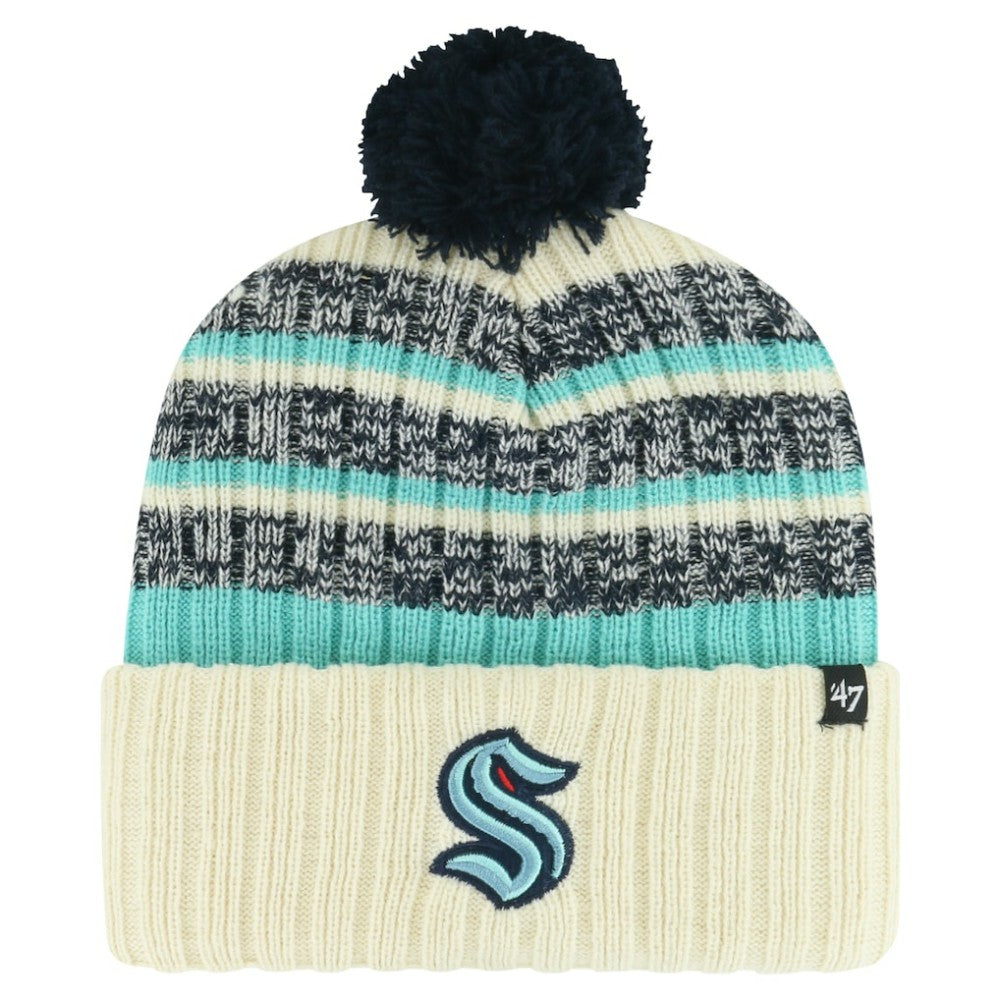 Seattle Kraken '47 Tavern Cuffed Knit Hat with Pom Cream