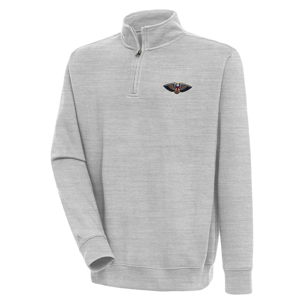 NBA - New Orleans Pelicans Antigua Victory Quarter-Zip Pullover Top - Heather Gray