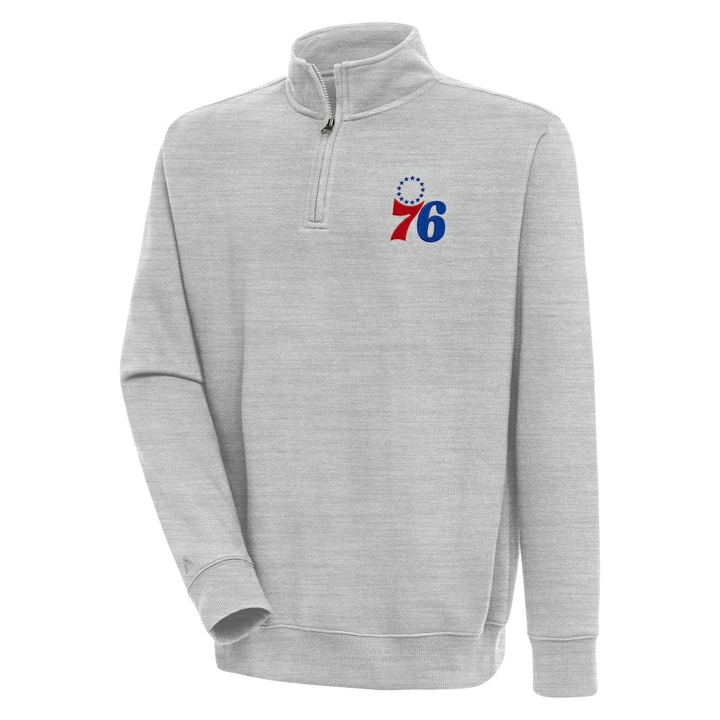 NBA - Philadelphia 76ers Antigua Victory Quarter-Zip Pullover Top - Heather Gray