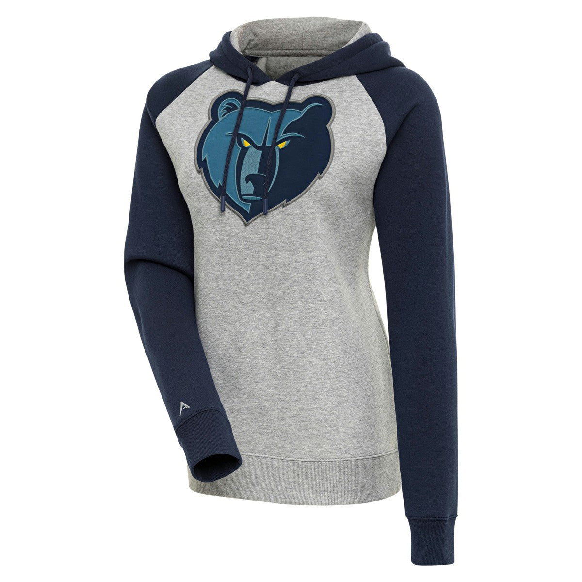NBA - Memphis Grizzlies Antigua Women's Victory Raglan Sleeve Pullover Hoodie - Heather Gray/Navy