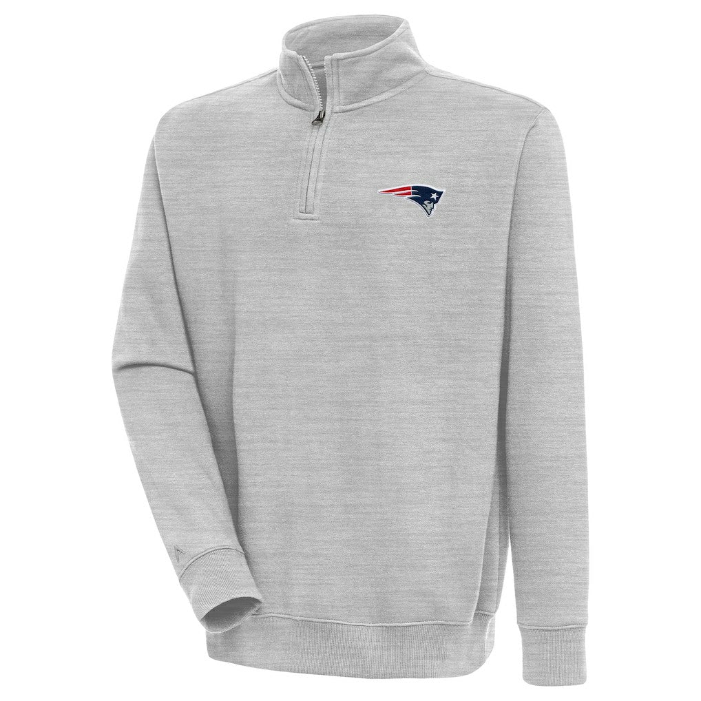 New England Patriots Antigua Victory Quarter-Zip Pullover Top Heather Gray - NFL