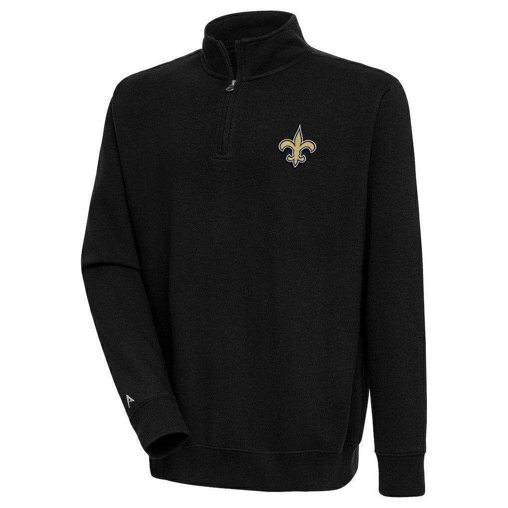 New Orleans Saints Antigua Victory Quarter-Zip Pullover Top Black - NFL